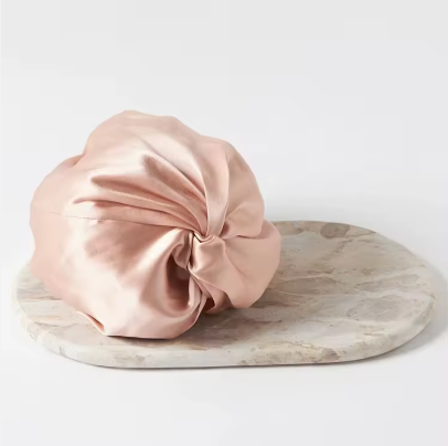 Beige Schlaf-Turban - Nacht-Seidenhaube