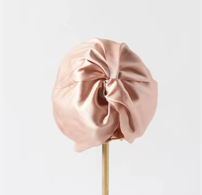 Beige Schlaf-Turban - Nacht-Seidenhaube