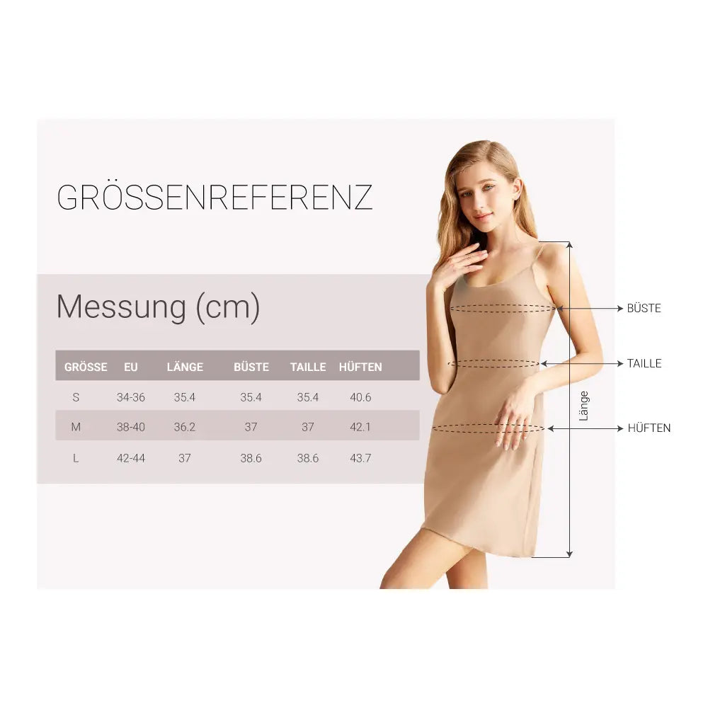 Negligee aus Seide Nachhemd für Damen 100% reine Seide ab Schweizer Lager 3 Grössen - Beige