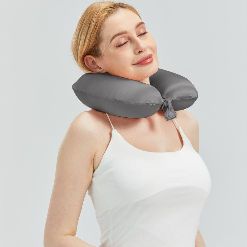 Seide Nackenkissen Reisekissen aus-grey