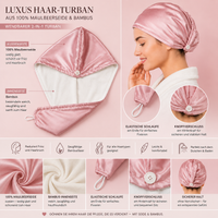 Luxus Haar-Turban aus Maulbeerseide & Bambus – Wendbares 2-in-1 Design