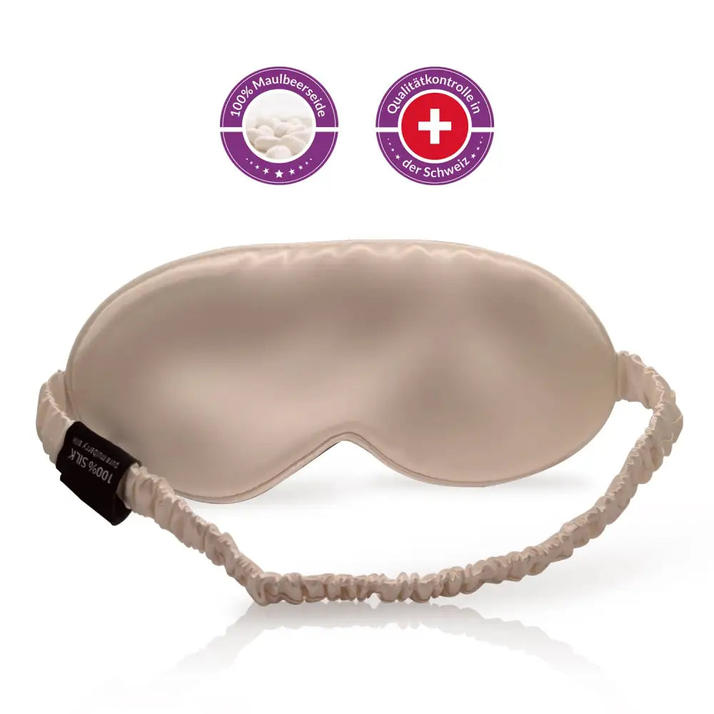 Beige Schlaf-Seidenmaske aus Seidenglanz für einen erholsamen Schlaf