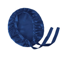 Blaue Seidenhaube mit Bändern, Satin-Haarbonnet für Schutz und Komfort