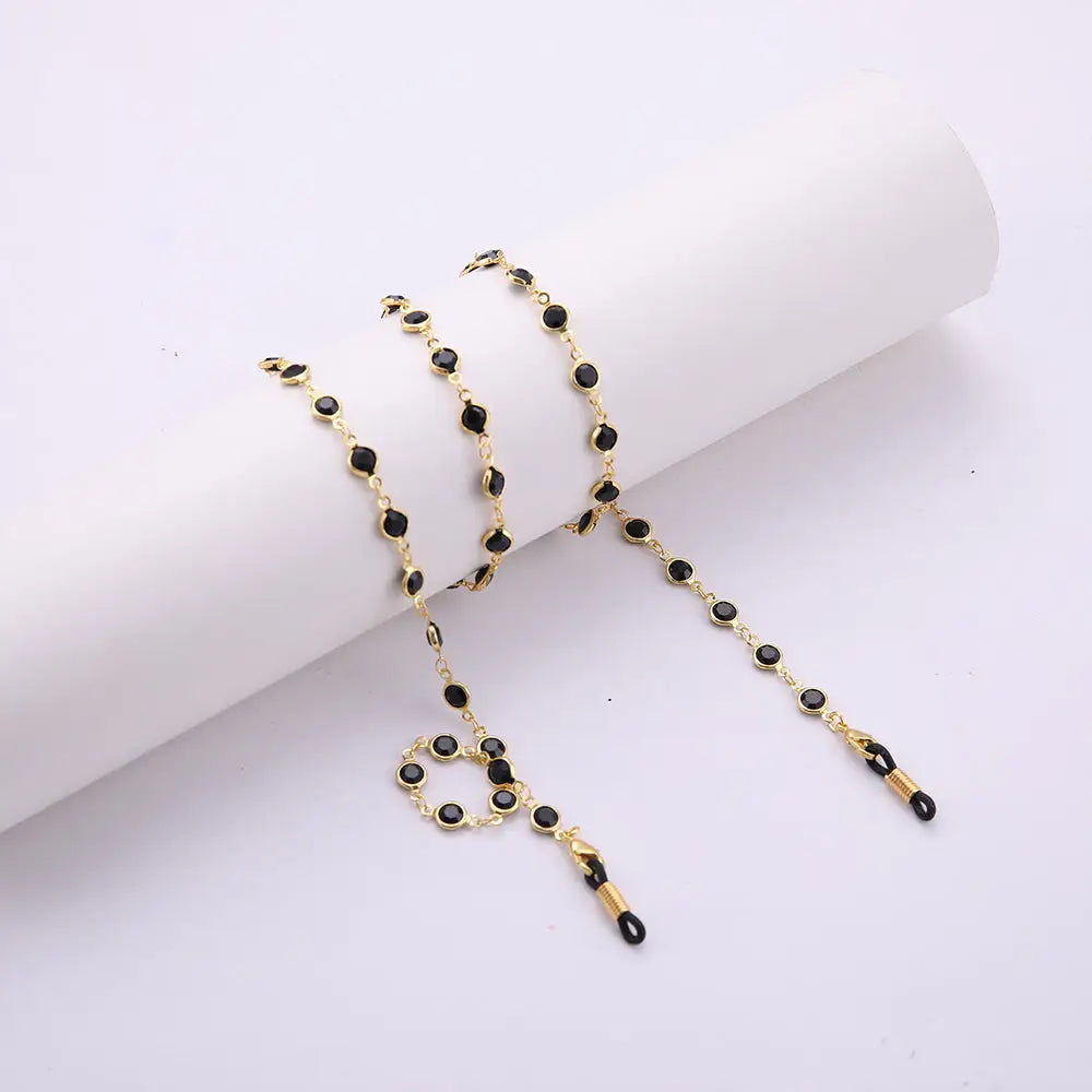 Collier chaîne de lunettes et rallonge de sangle de lunettes pour lunettes noir or