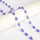 Blaue Kristallperlenkette für Brille Brillenkette Halskette mit blauer Rose