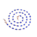 Blaue Perlenbrillenkette mit Rosenmuster für stilvollen Sonnenschutz