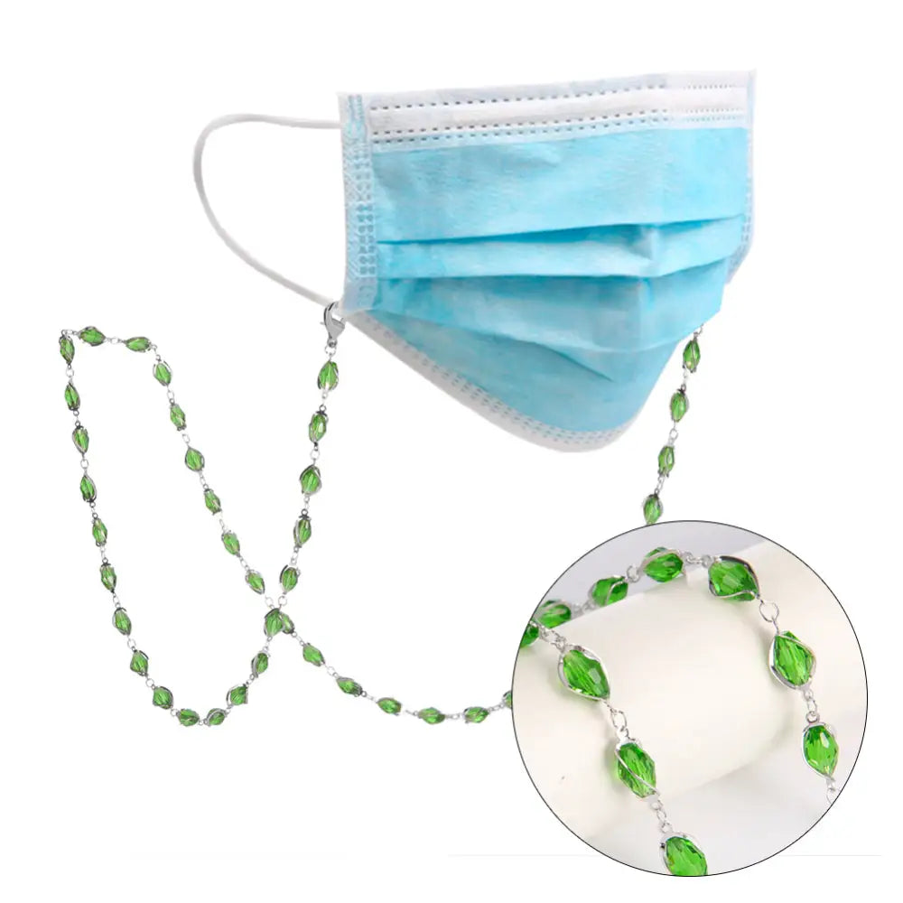 Collier chaîne pour lunettes vert argent