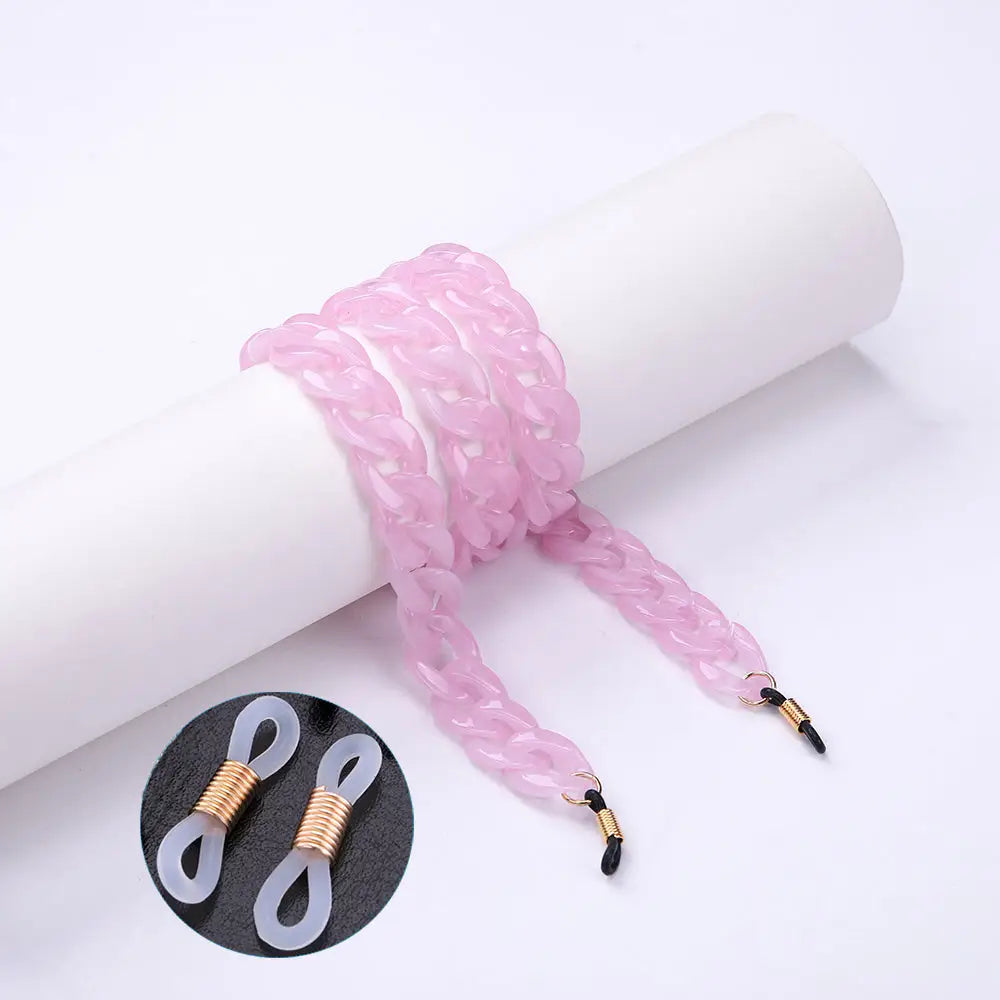 Collier chaîne pour lunettes rose clair