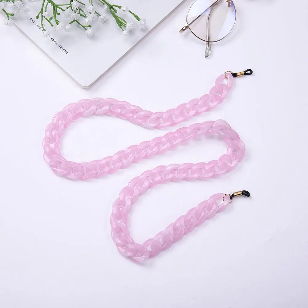 Hell rosa Brillenkette aus Acryl für Brille, modisches Accessoire