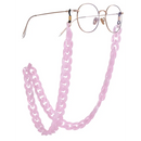 Runde Brillengestelle mit hellrosa Brillenkette als modisches Accessoire
