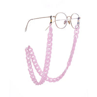Runde Brillengestelle mit hellrosa Brillenkette Halskette für Brille