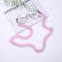 Runde Brille mit hell rosa Kette, Brillenkette Halskette für Brille, modisch
