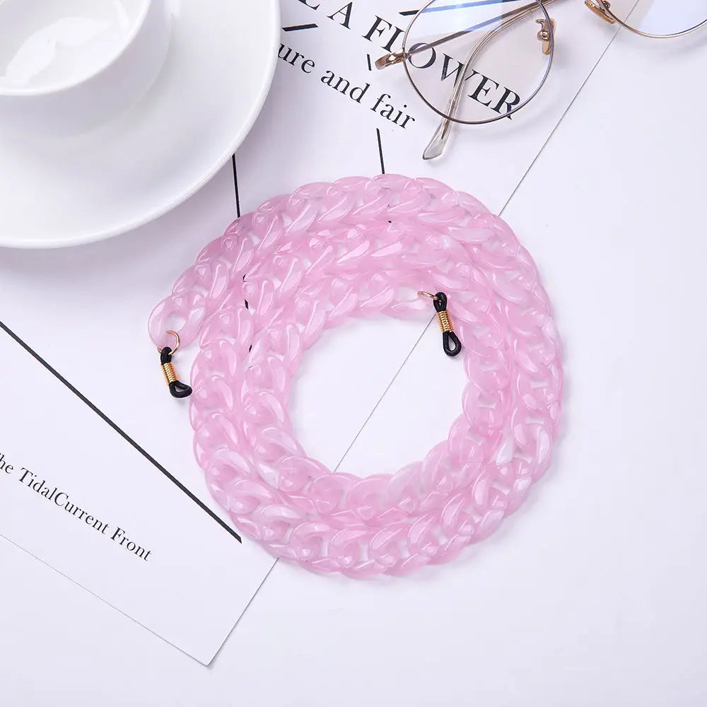 Helle rosa Acrylbrillenkette für Brille, modisches Accessoire und Brillenschutz