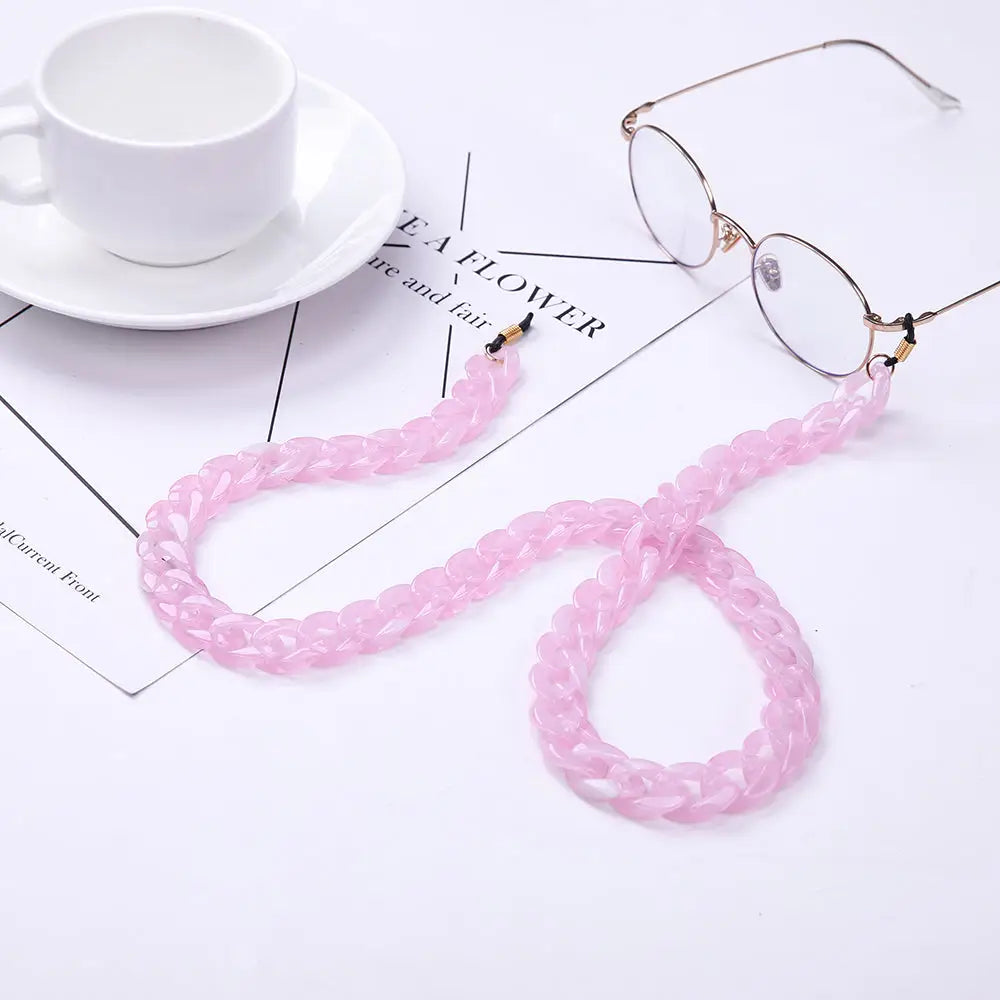 Hellrosa Acrylic Brillenkette Halskette für Brille, modisches Accessoire