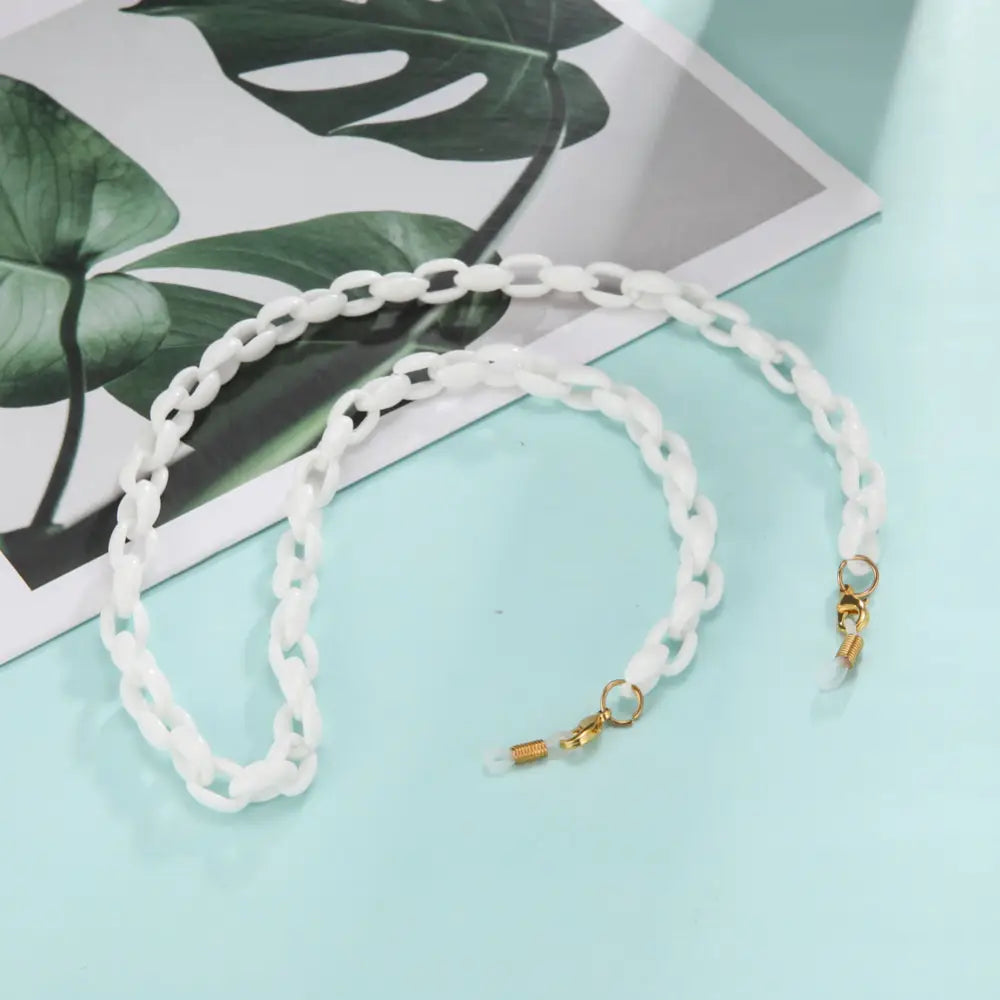 Helle weiße Kunststoff Kettenbrillenkette für Brille als Halsschmuck
