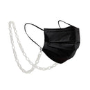 Schwarze Gesichtsmaske mit weißer Kette für Brille aus der Brillenkette Halskette für Brille hellweiß