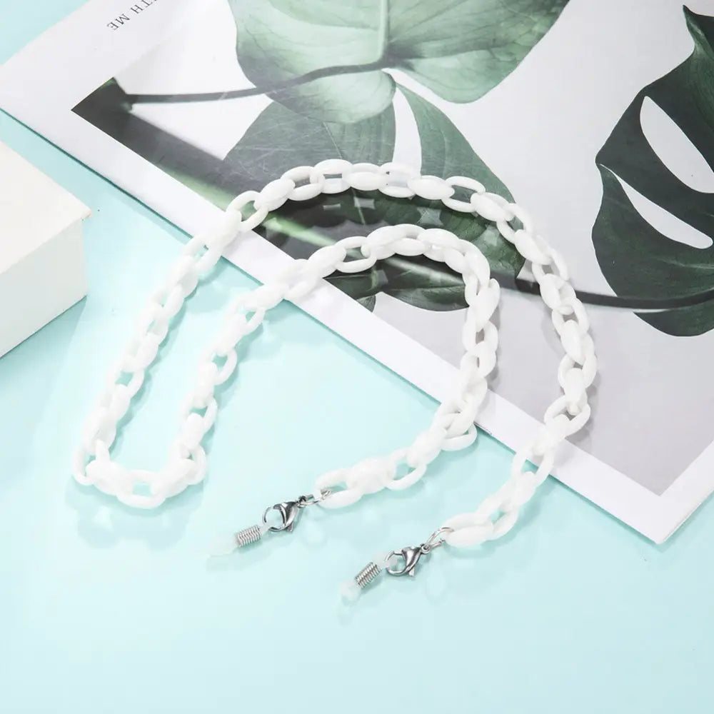 Collier chaîne pour lunettes blanc clair