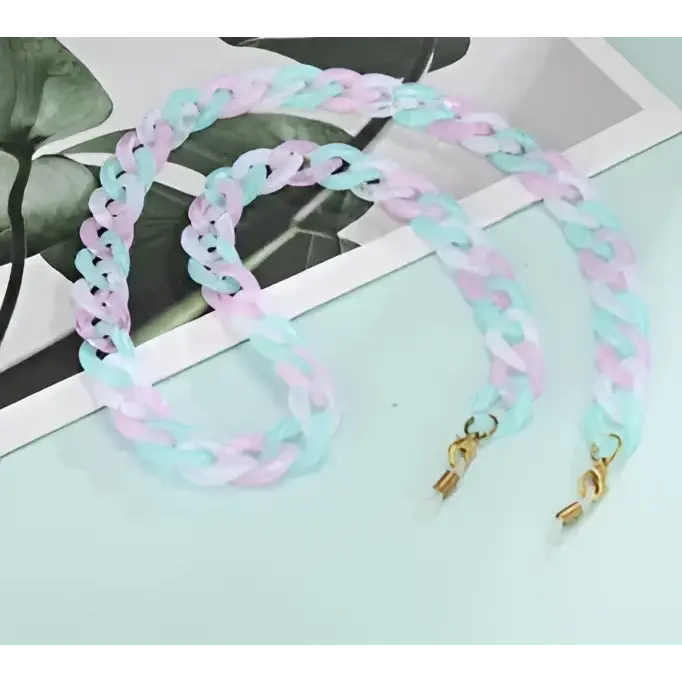 Collier chaîne pour lunettes de couleur pastel clair