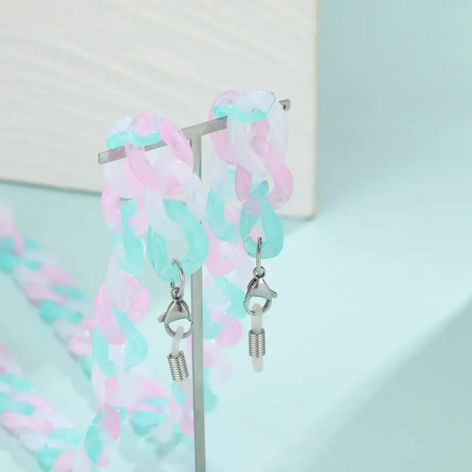 Collier chaîne pour lunettes de couleur pastel clair