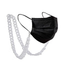 Schwarze Gesichtsmaske mit weißer Kette für Brille, modisches Accessoire