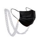 Schwarze Gesichtsmaske mit weißer Kette für Brille, Produkt Brillenkette Halskette für Brille weißes Licht