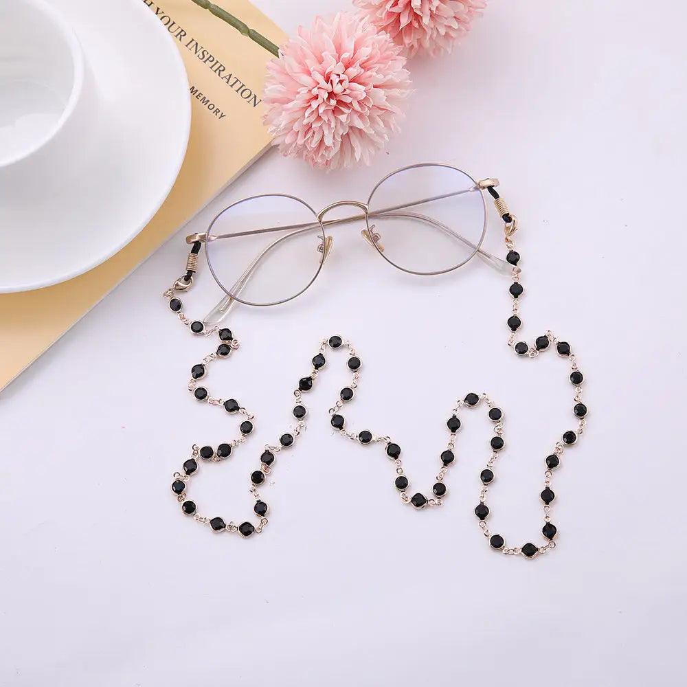 Collier chaîne pour lunettes noir rose