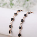 Rose Gold Armband mit schwarzen Steinen für Brille Brillenkette Halskette Schwarz