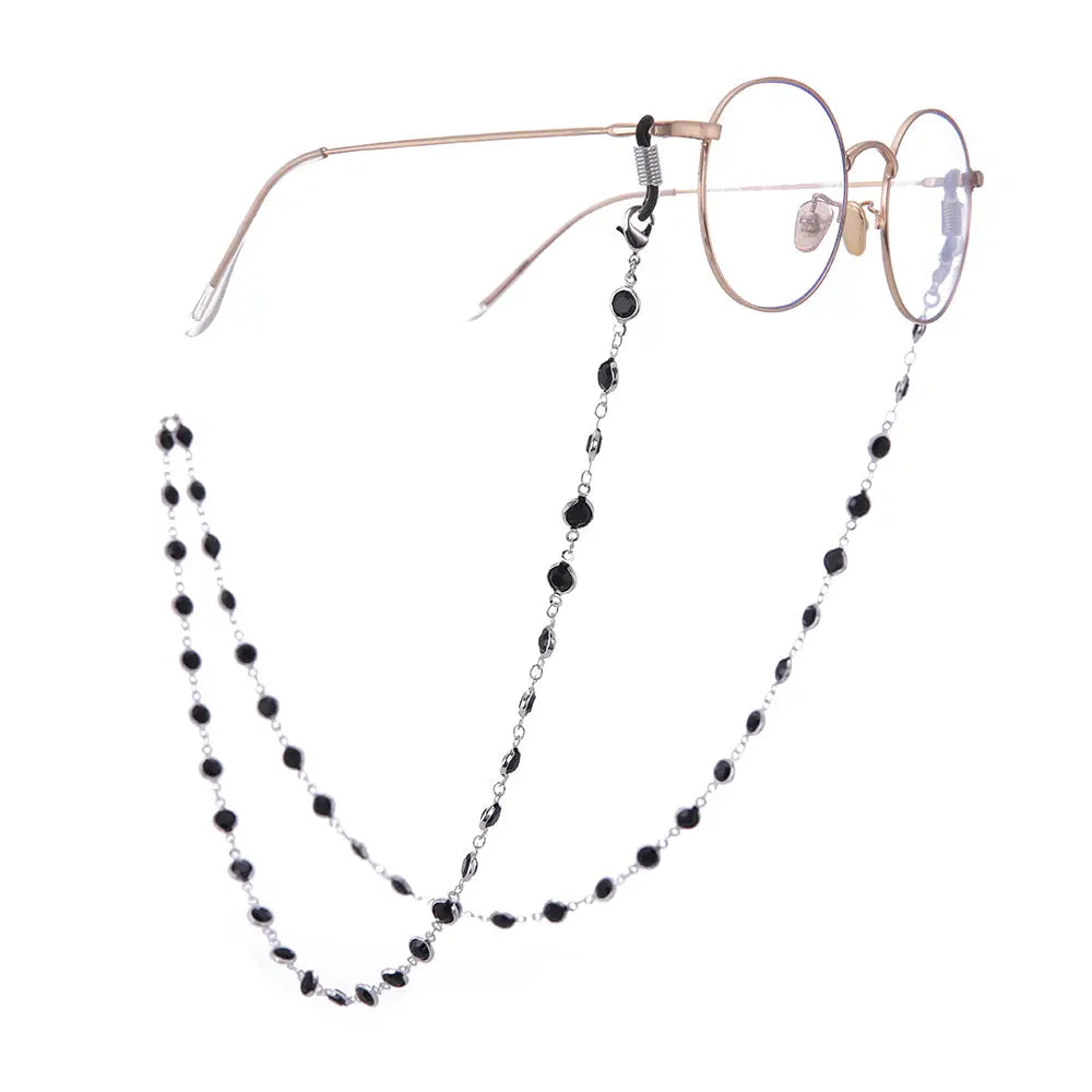Collier chaîne pour lunettes noir argent