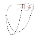 Runde Brillengläser mit Beaded Chain Schwarz Silber für Brillen Halsschmuck