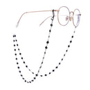 Runde Brillengläser mit schwarzen Silber-Bead-Kette für stilvolle Brillenhalterung