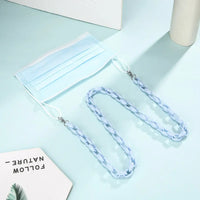 Himmelblauer Kettenhalter für Brillen mit blauer Kette und Lanyard