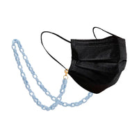 Schwarze Gesichtsmaske mit hellblauer Brillenkette für Halskette Brillenhalter