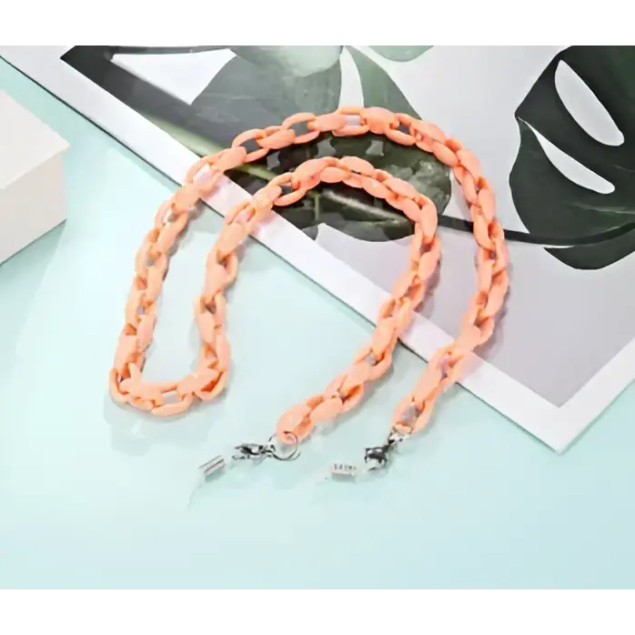 Collier porte-lunettes orange clair