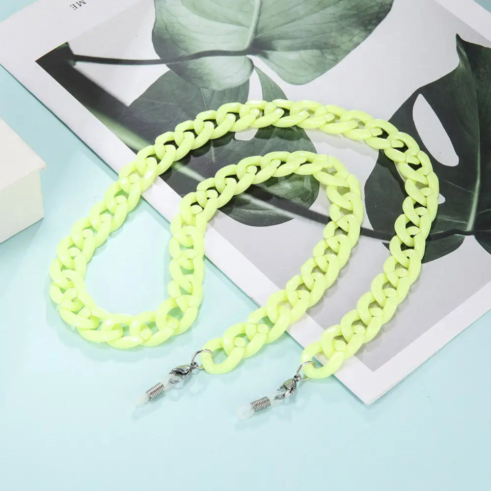 Collier porte-lunettes chaîne pour lunettes jaune soleil vif
