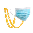 Blaue OP-Maske mit gelbem Kettchen für Brille im Produkt Brillenkette Halskette halter für Brillen hellgelb