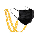 Schwarze Gesichtsmaske mit gelber Kette für Brille im Produkt Brillenkette Halskette halter