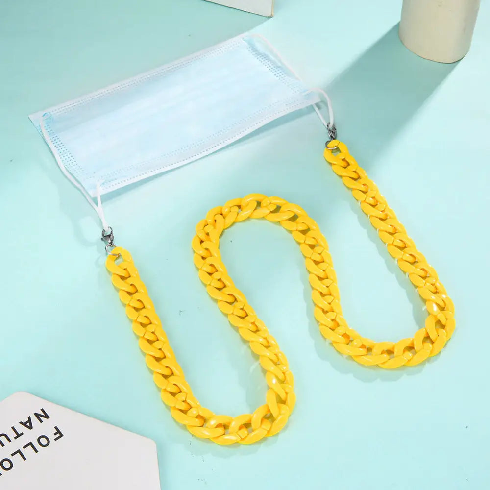 Hellegelbe Brillenhalterkette mit Ketten-Design, passend für Brillen