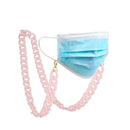 Blaue OP-Maske mit pinkem Kettchen an der Brillenkette Halskette für Brillen