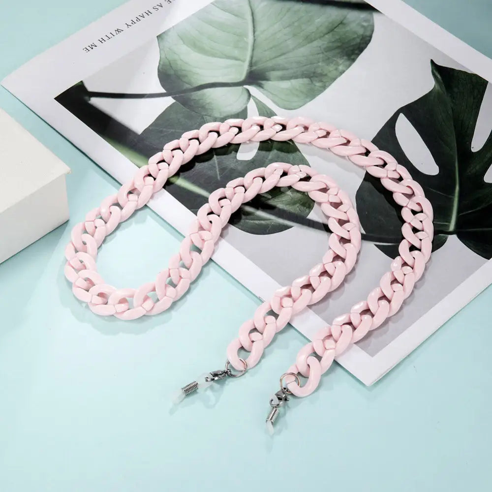 Hellrosa plastik Kettenhalter für Brillen, modisches Brillenkette Halskette Halter