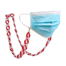 Blaue OP-Maske mit roter und weißer Brillenkette für Brillen Hellerrot