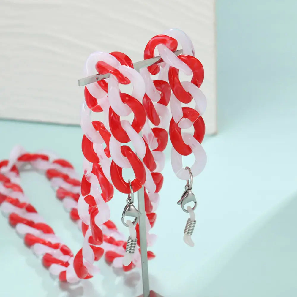 Collier porte-lunettes chaîne rouge clair