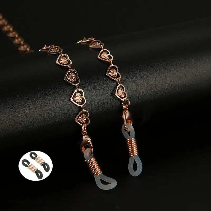 Rosegoldene Herz-verbundene Brillenkette für Damen bei Brillenkette Halskette halter für Brillen