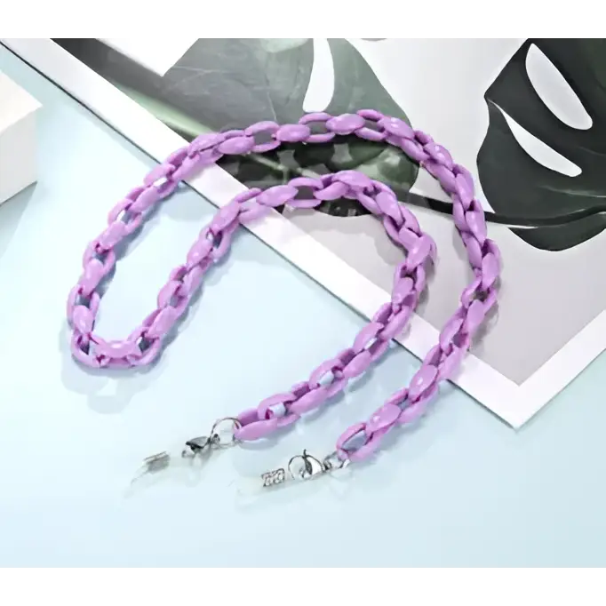 Collier porte-lunettes chaîne violet clair