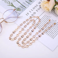 Goldfarbene Brillenkette Halskette mit quadratischen Links für Brillen Rose