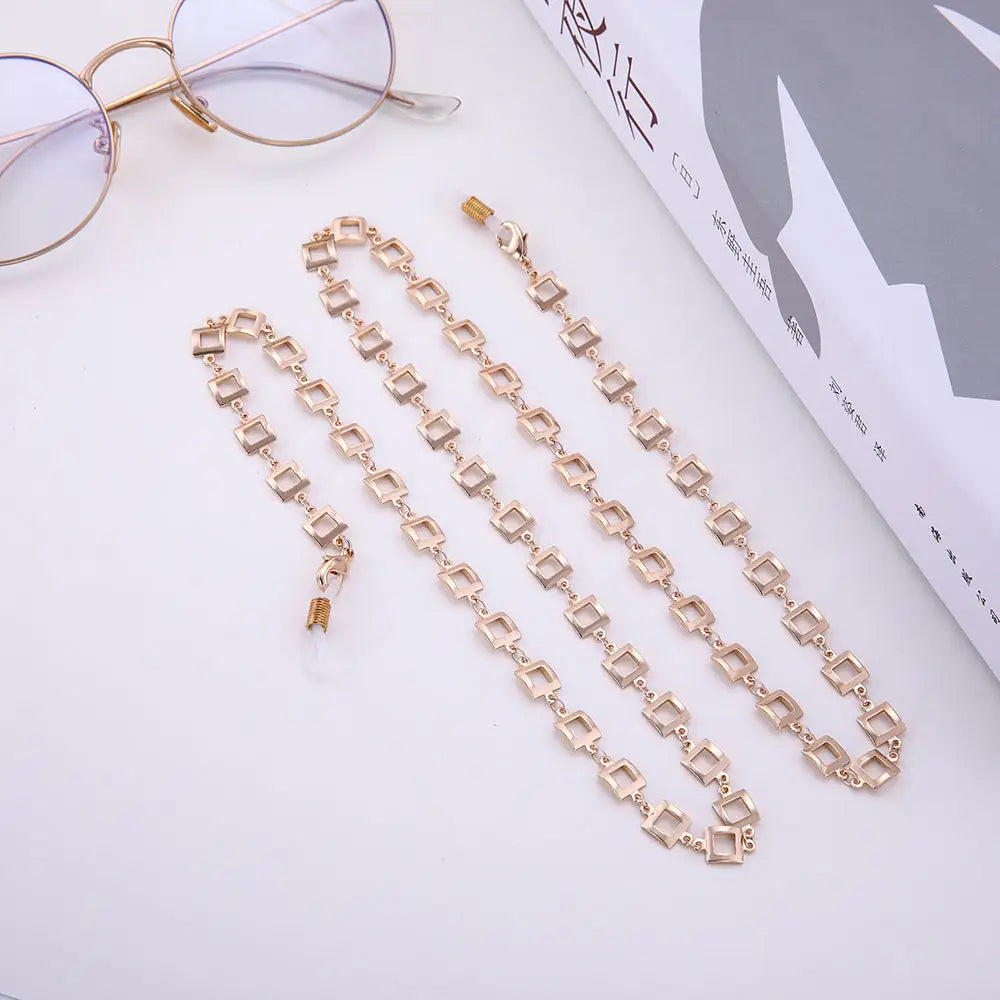 Collier porte-lunettes chaîne pour lunettes carré rose
