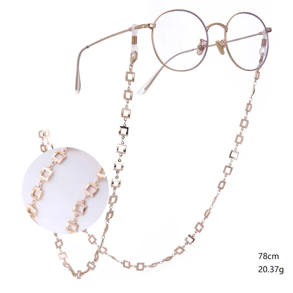 Goldene Brillenkette Halskette mit quadratischen Gliedern für Brillen