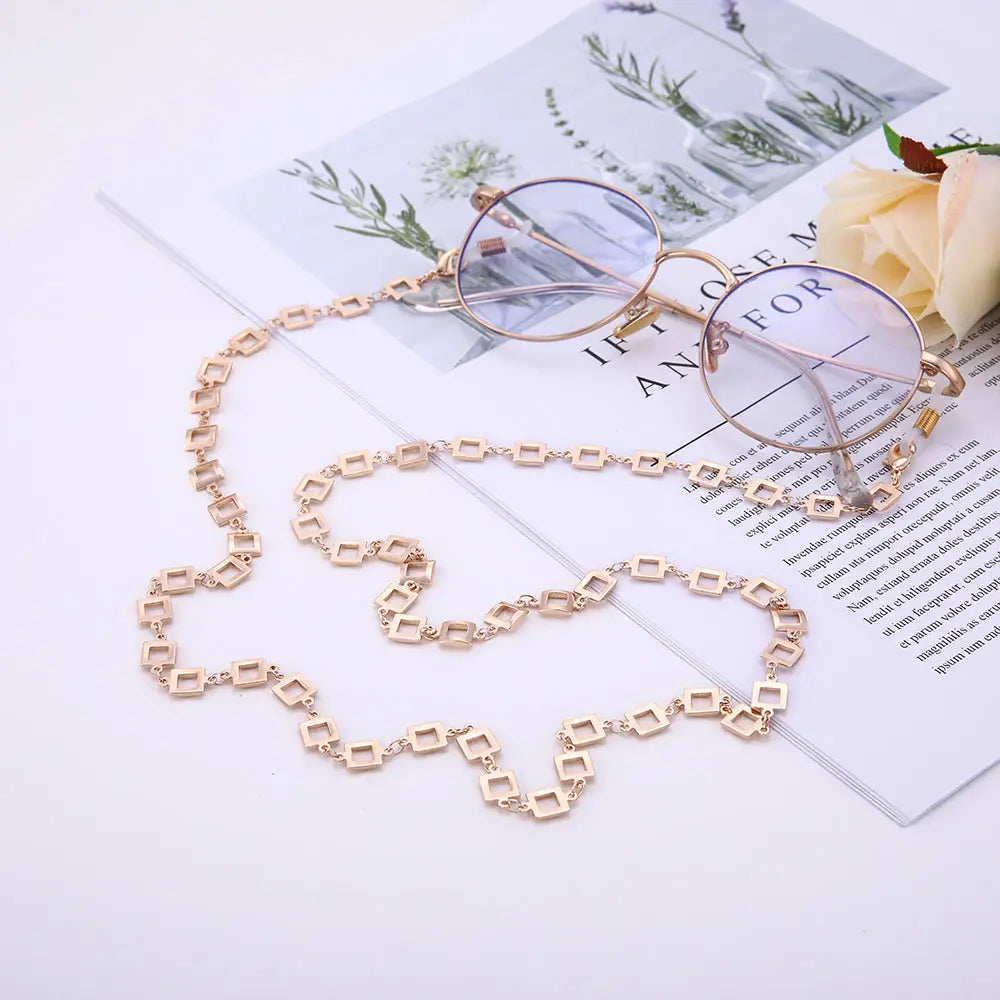 Goldene Brillenkette mit quadratischem Link, passt für Brillen Halter