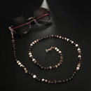 Rimless Sonnenbrille mit Beaded Chain Brillenkette Halskette halter für Brillen Rose