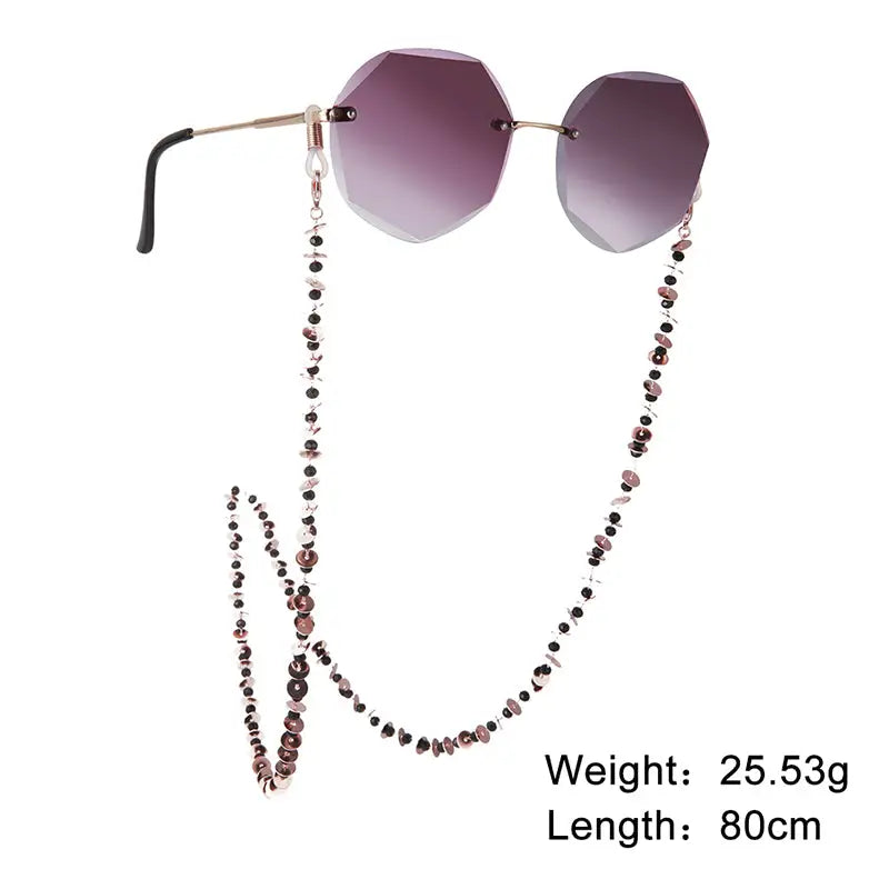 Collier porte-lunettes chaîne rose