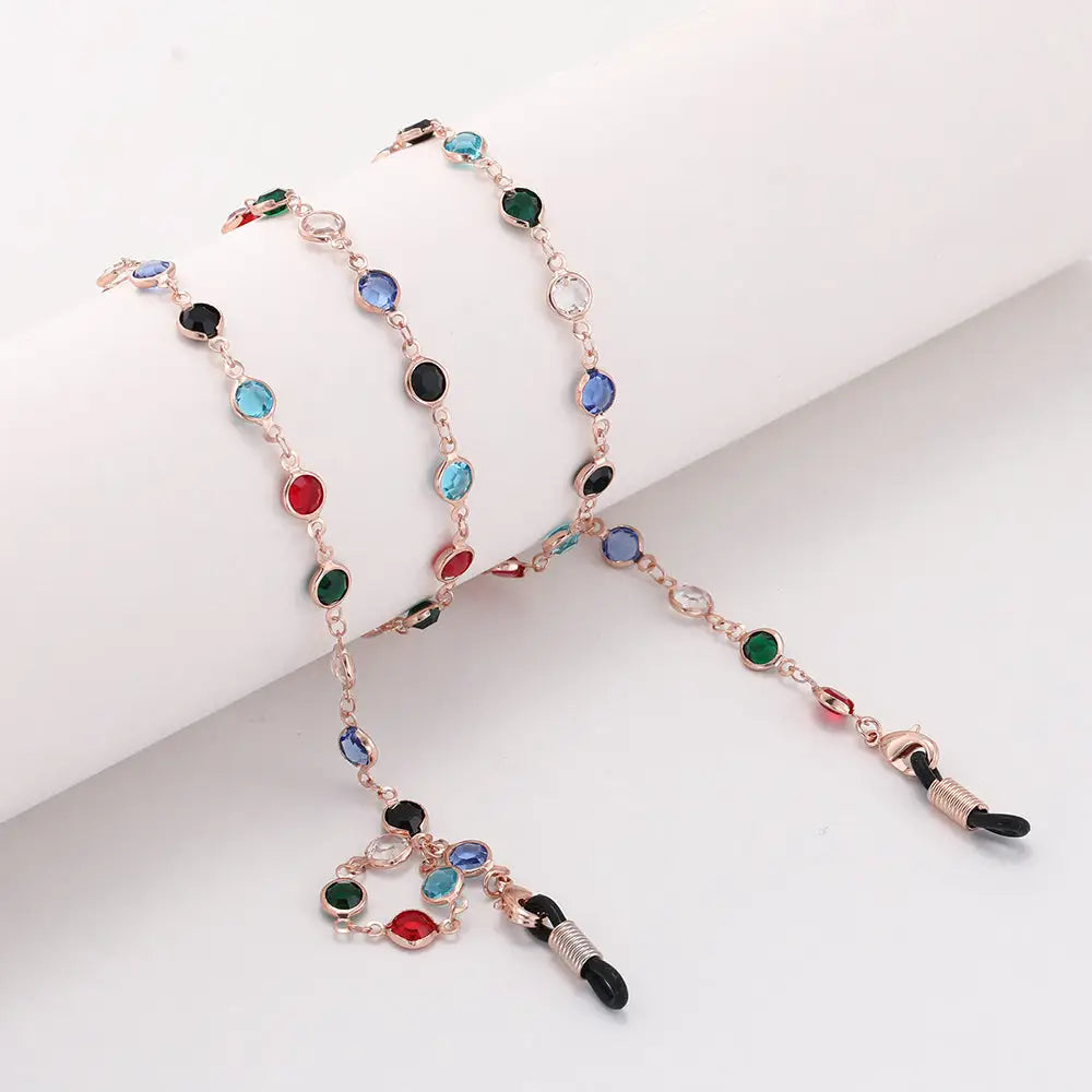 Porte-lunettes chaîne pour lunettes rose coloré